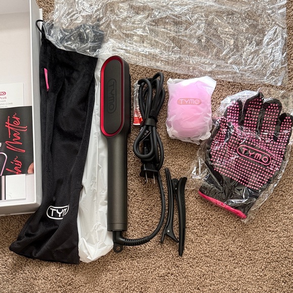 TYMO Ring Plus Ionic Hair Straightening Comb - Black and Red - Picture 3 of 12